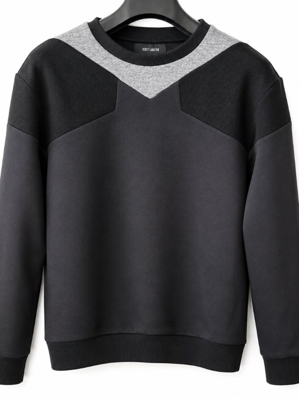 Scott Langton Neoprene Colorblock Crewneck Sweatshirt Black Gray Techwear M Rare